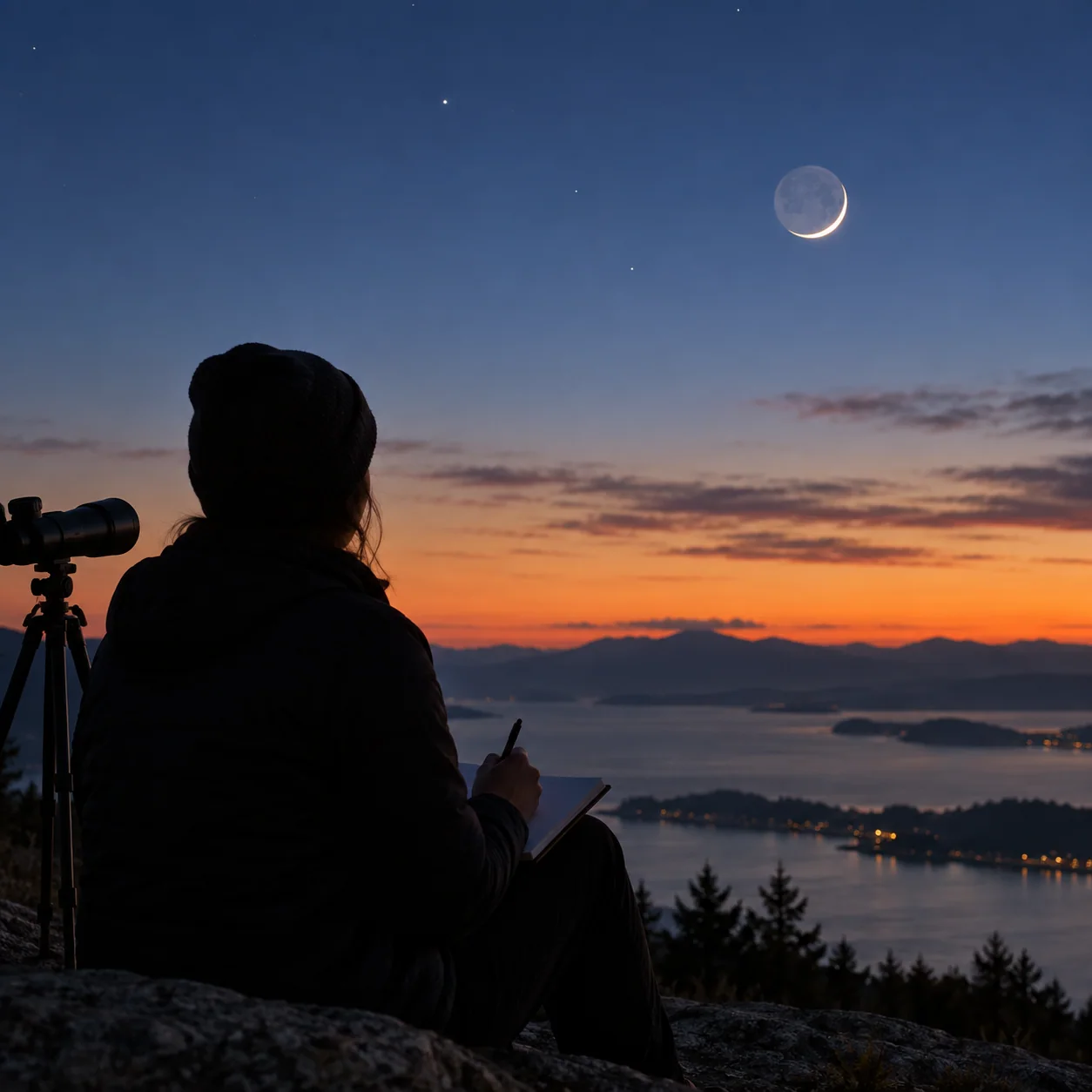 Closing illustration: Find Earthshine on a Thin Crescent Moon