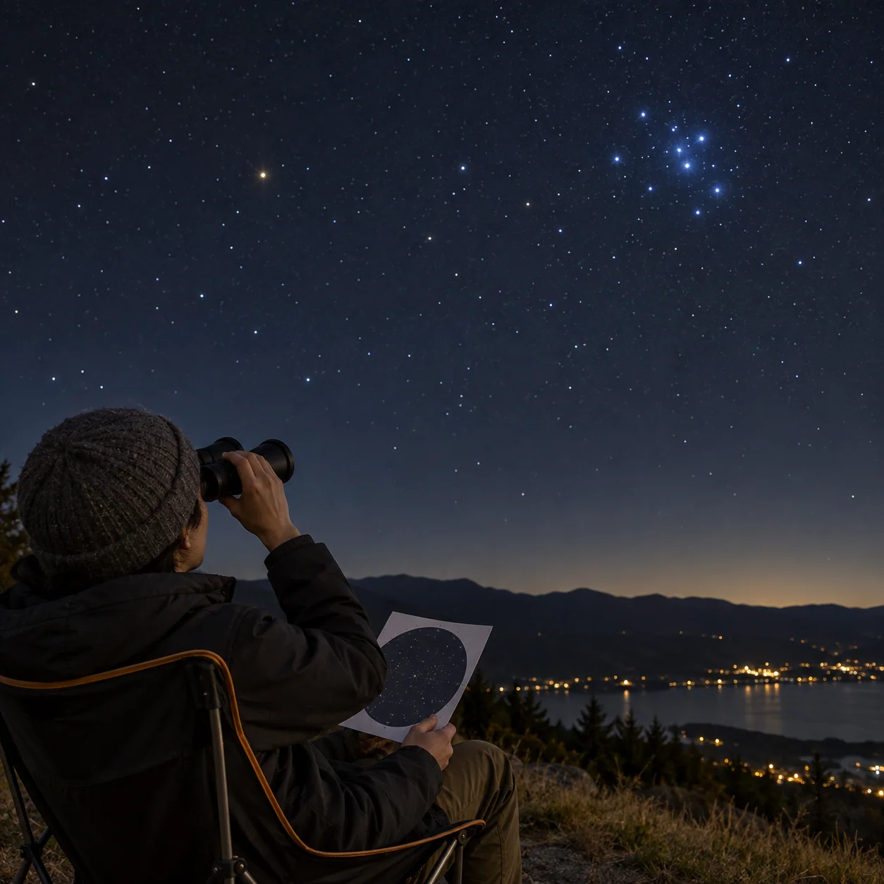 Closing illustration: Find the Pleiades: A Small Cluster With a Wide-Field Reward