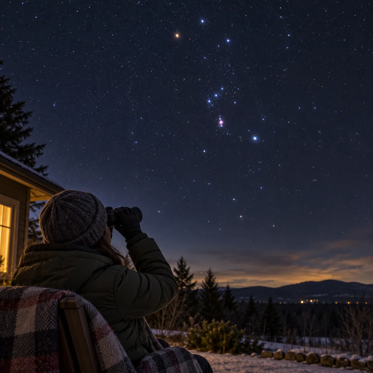 Closing illustration: Use Binoculars to Explore Orion’s Sword in Winter